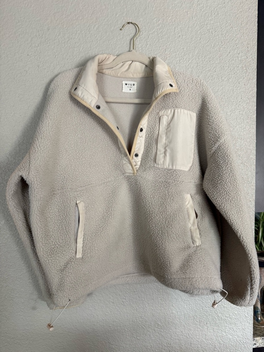 WILO Cream Sherpa Pullover Jacket - Small